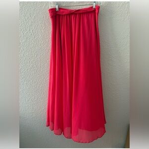 Armani Exchange Vibrant Red Chiffon Maxi Skirt Sz 2